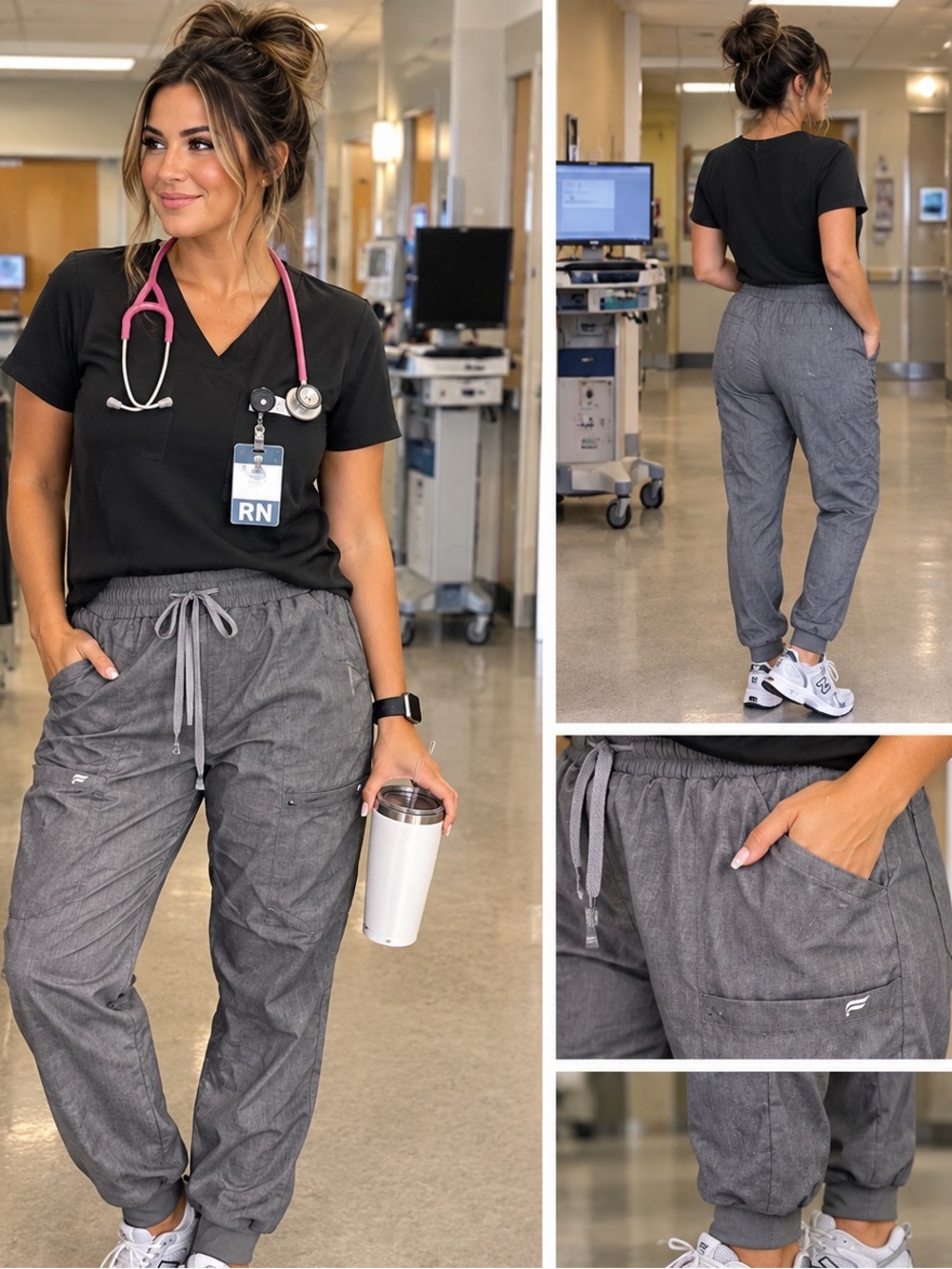 Fabletics Women's Gray scrub Jogger Pants